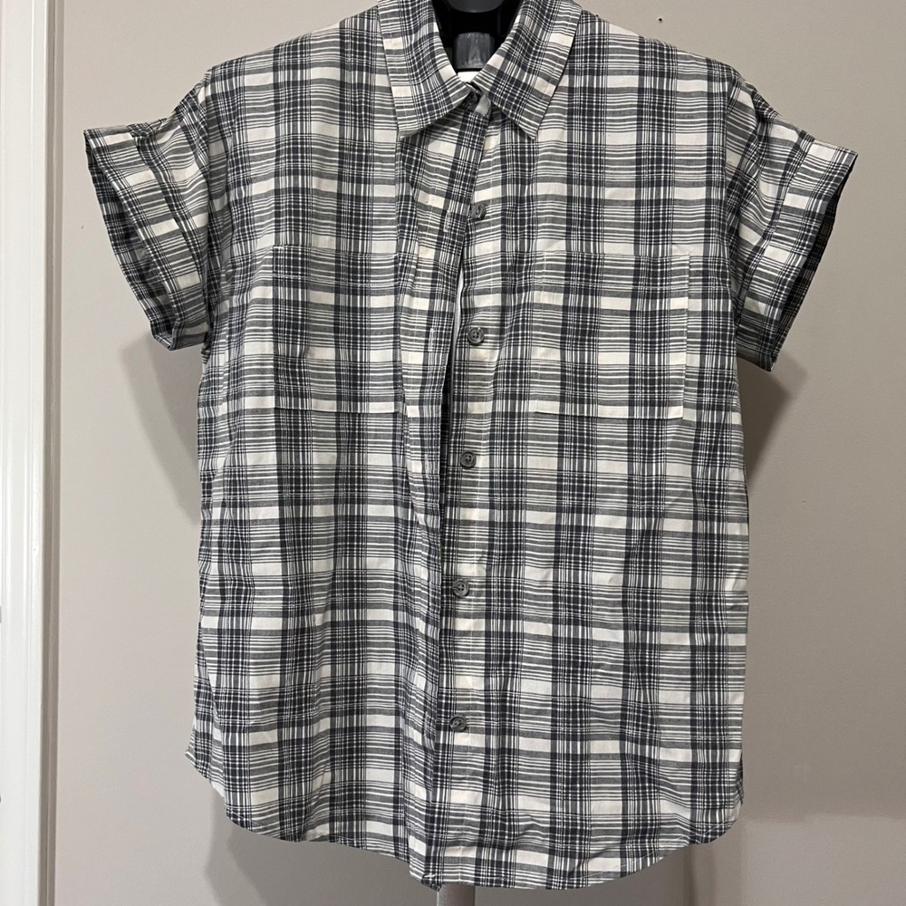 Ridgecut Toughwear Womens Black White Plaid Short Sleeve Button Up Shirt S